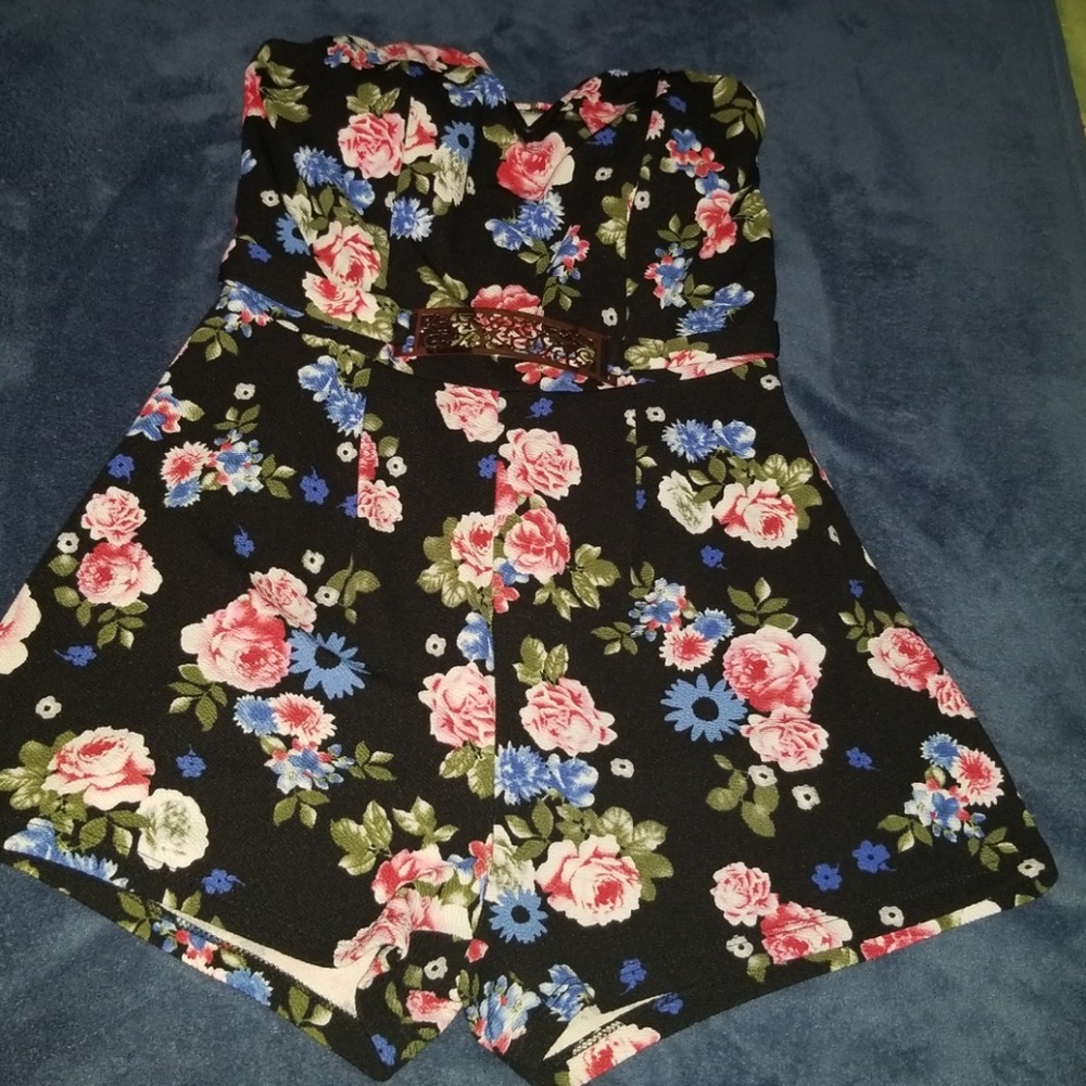 Black floral romper